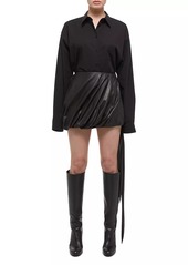 Helmut Lang Leather Side-Tie Bubble Miniskirt