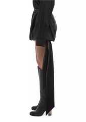 Helmut Lang Leather Side-Tie Bubble Miniskirt