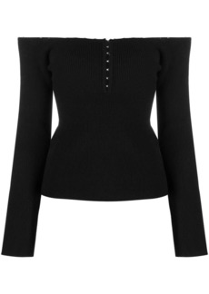 Helmut Lang Off-the-Shoulder ribbed knit top