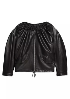 Helmut Lang Oversized Leather Drawstring Jacket