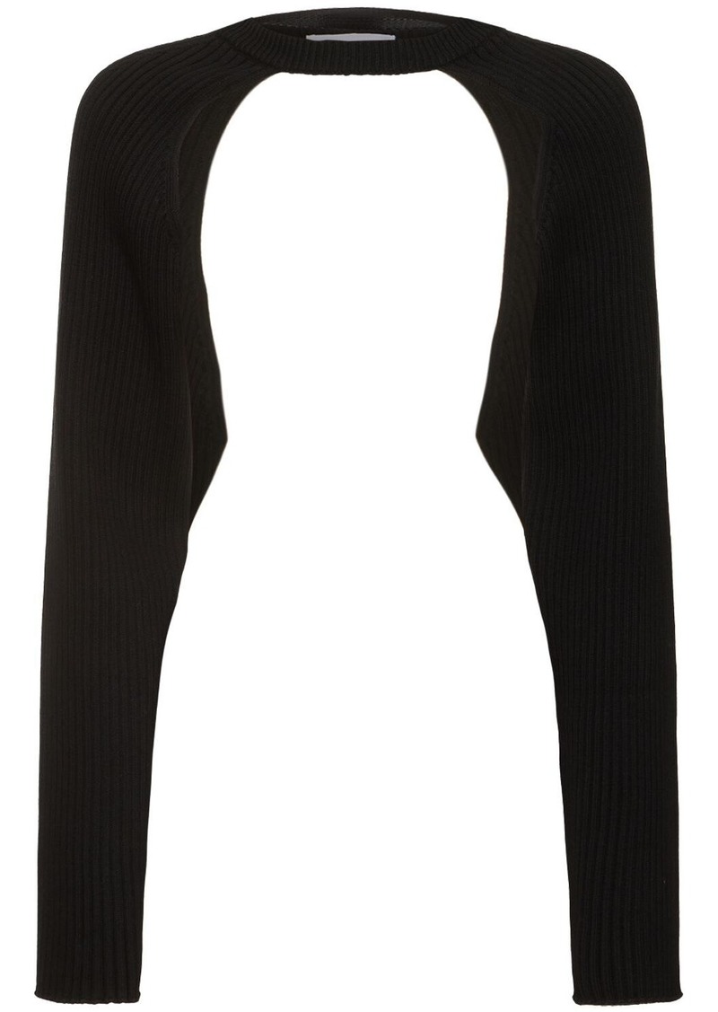 Helmut Lang Rib Knit Stretch Cotton Shrug