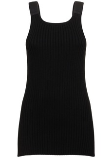 Helmut Lang Rib Knit Stretch Cotton Tank Top