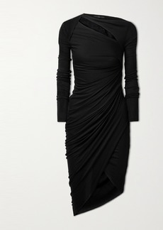 Helmut Lang Scala Asymmetric Cutout Gathered Jersey Dress