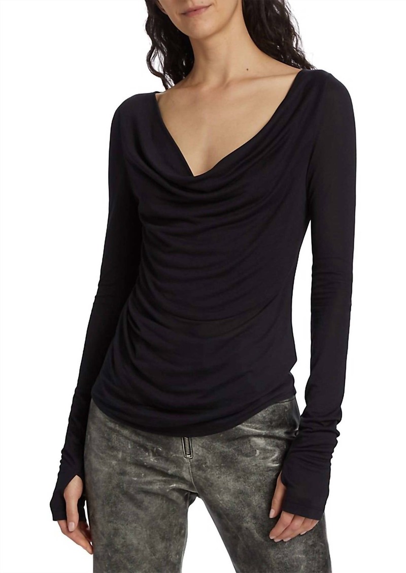 Helmut Lang Scala Cowl Top In Navy