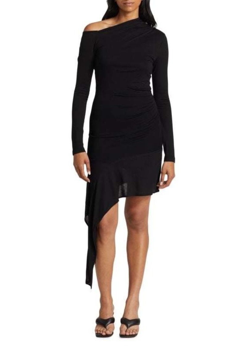 Helmut Lang Scala Draped Asymmetric Mini Dress