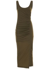 Helmut Lang Side Draped Crepe Hoisey Midi Dress