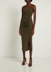 Helmut Lang Side Draped Crepe Hoisey Midi Dress