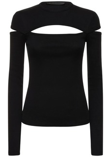 Helmut Lang Slash Cotton Jersey Cutout Top