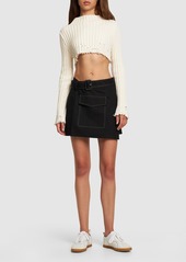 Helmut Lang Trench Stretch Cotton Mini Wrap Skirt