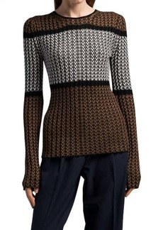 Helmut Lang Tricolor Crew Sweater In Camel