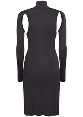 Helmut Lang Viscose Knit Turtleneck Midi Dress