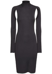 Helmut Lang Viscose Knit Turtleneck Midi Dress