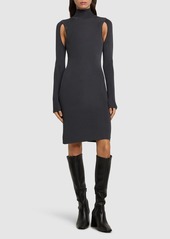 Helmut Lang Viscose Knit Turtleneck Midi Dress