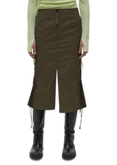 Helmut Lang Lacing Double Slit Skirt in Burnt Olive at Nordstrom