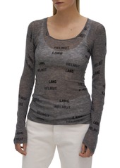 Helmut Lang Logo Long Sleeve T-Shirt in Heather Grey at Nordstrom