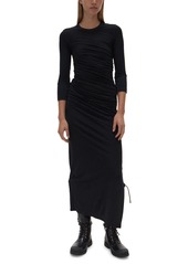 Helmut Lang Ruched Side Slit Long Sleeve Dress in Basalt Black at Nordstrom