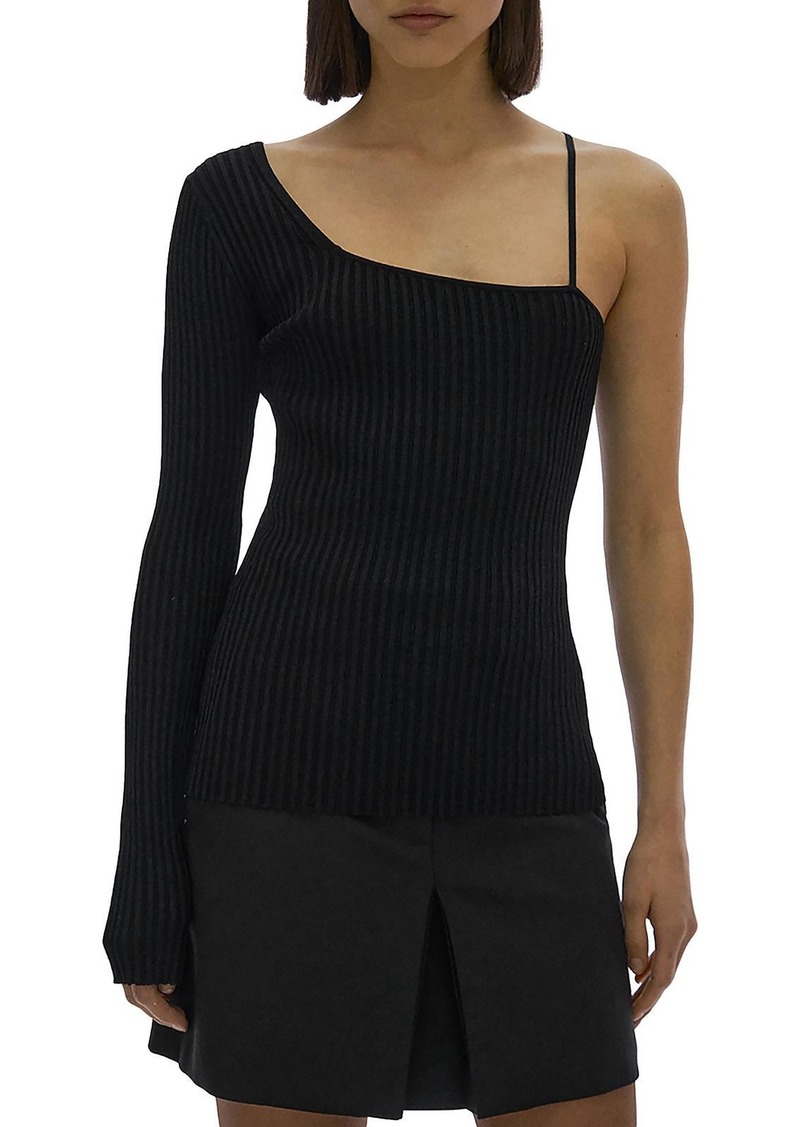 Helmut Lang Womens Ribbed Knit Cross Strap Pullover Top