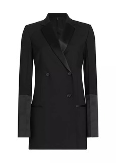Helmut Lang Wool-Blend Longline Tuxedo Jacket