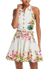 Hemant and Nandita Floral Belted Sleeveless Mini Dress