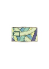 Hermes Blue And Green 'Cavalcadour' Design Extra Wide Bangle Bracelet