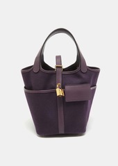 Hermes Raisin/cassis Toile Goeland And Swift Leather Cargo Picotin Lock 18 Bag