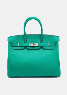 Hermes Vert Vertigo/vert Fonce Taurillon Clemence Palladium Finish Birkin 35 Bag