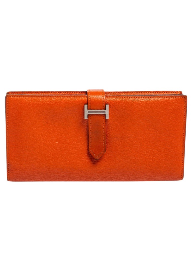 Hermes Hermés Feu Mysore Leather Bearn Gusset Wallet..