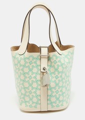 Hermes Hermès Nata/vert/blanc Swift Leather Lucky Daisy Picotin Lock Micro Bag
