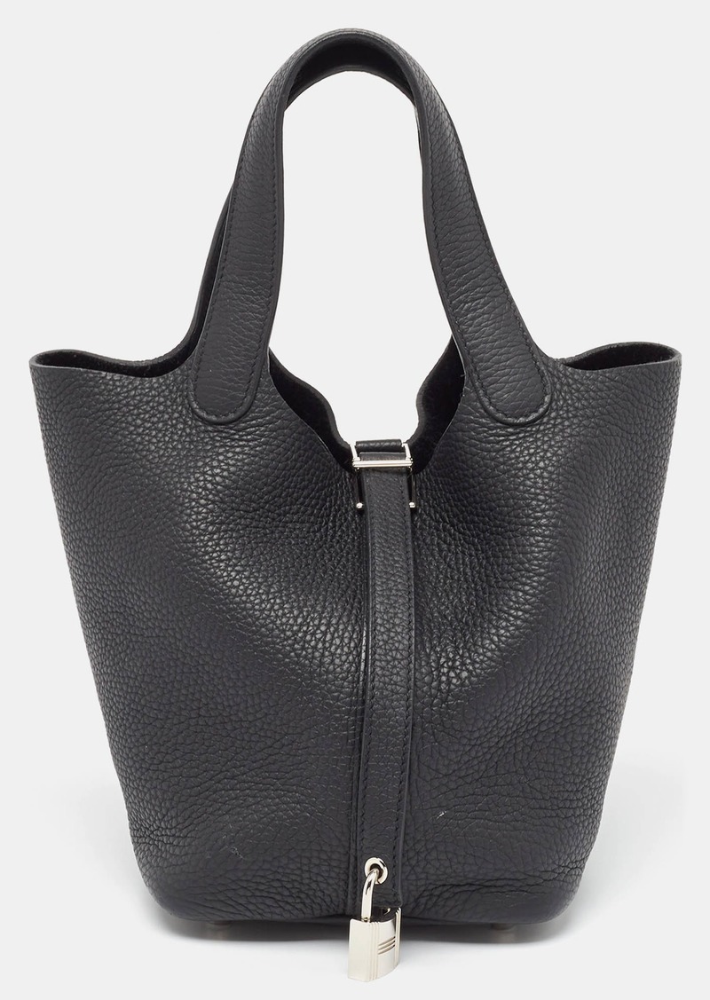 Hermes Hermès Noir Taurillon Clemence Leather Picotin Lock 18 Bag