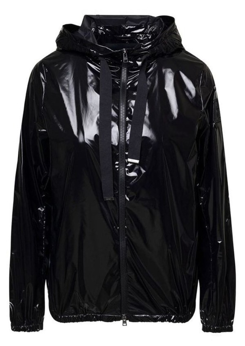 Herno Black Gloss Cape Hooded Jacket in Polyester Woman