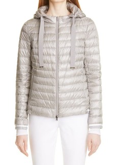 Herno Classic Metallic Trim Hooded Down Puffer Jacket in 9408/Lt. Grey at Nordstrom
