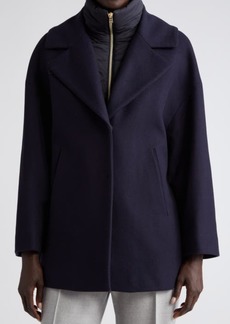 Herno Diagonal Wool Blend Coat with Quilted Bib