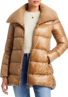 Herno Faux Fur Collar A Line Down Puffer Coat