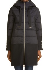 Herno Mixed Media Water Resistant Hooded Down Puffer Coat