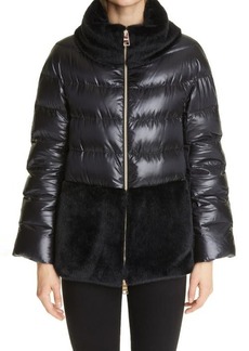 Herno Ultralight Down Puffer Jacket with Faux Fur Trim in Black at Nordstrom