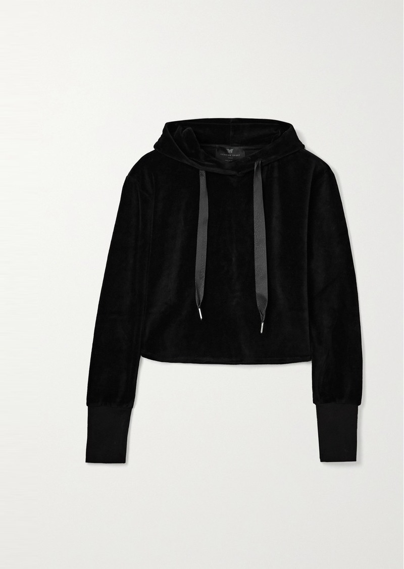 Cropped Cotton-blend Velour Hoodie
