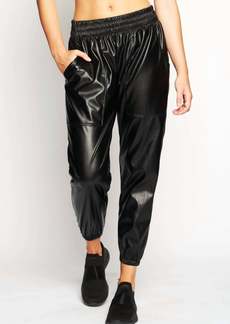Heroine Sport Downtown Vegan Leather Jogger In Black Leather