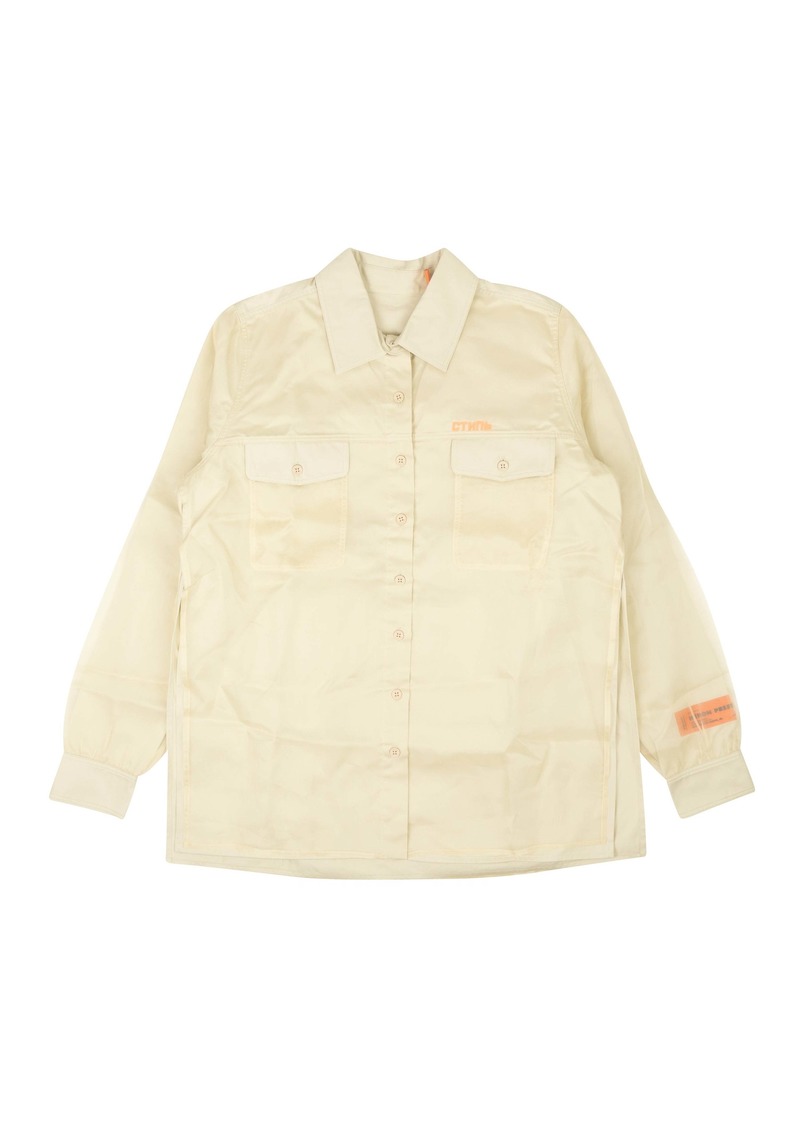 Heron Preston Beige Silk Overlay Double Layer Blouse