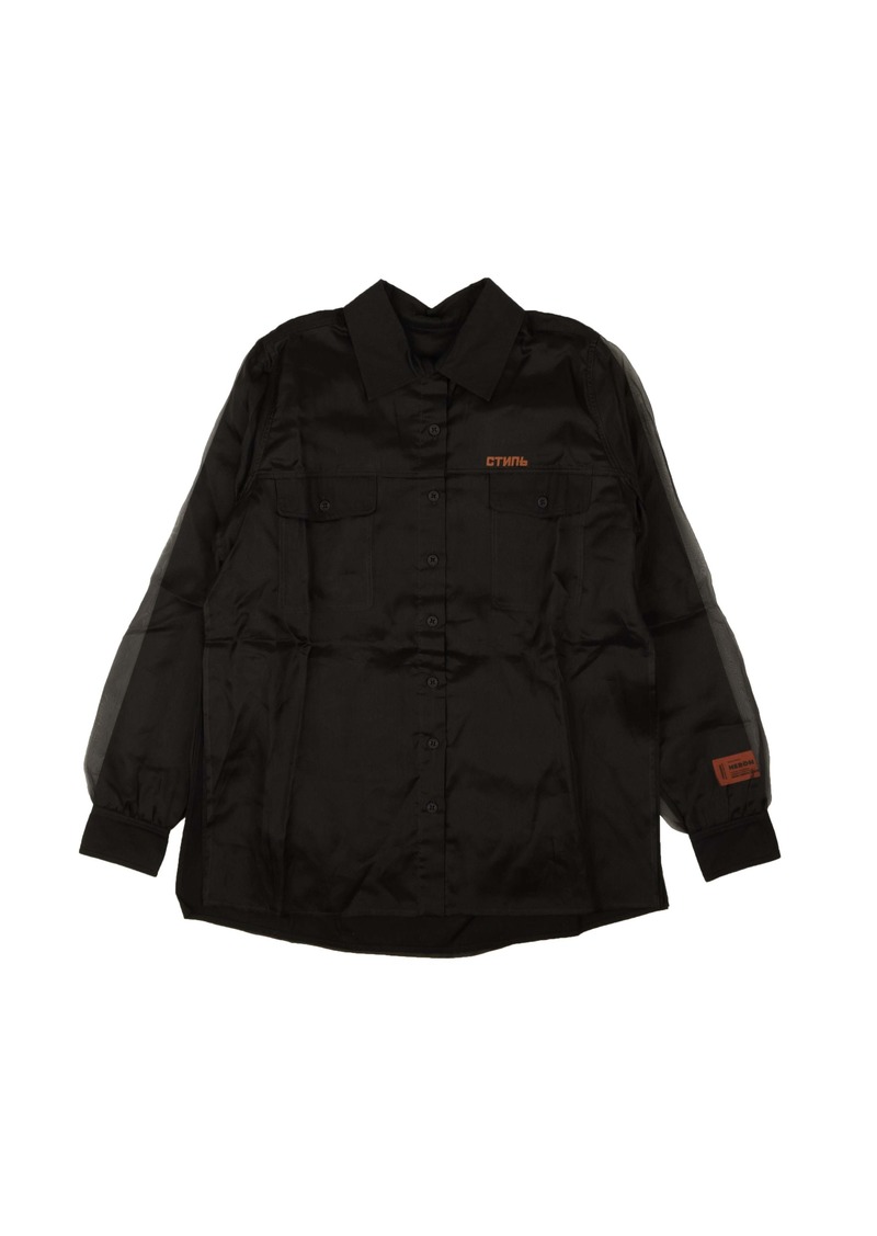 Heron Preston Black Double Layer Button Down Blouse