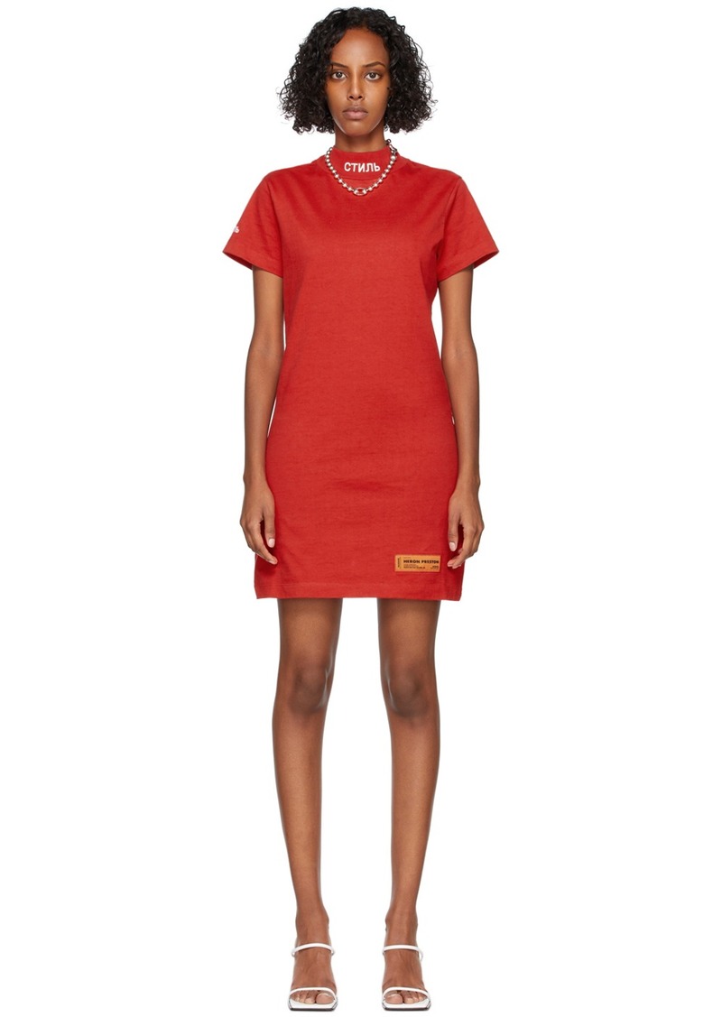 Red Logo Turtleneck Short Sleeve Dress ...