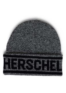 Herschel Supply Co. Elmer Logo Knit Beanie in Heather Black/Black at Nordstrom