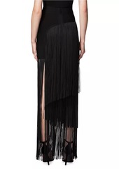 Herve Leger Asymmetric Fringe Maxi Skirt