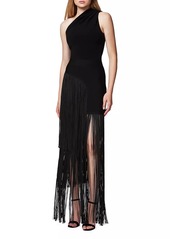 Herve Leger Asymmetric Fringe Maxi Skirt