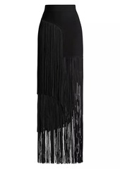 Herve Leger Asymmetric Fringe Maxi Skirt