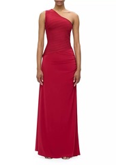 Herve Leger Camellia Bandage One-Shoulder Gown