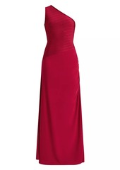 Herve Leger Camellia Bandage One-Shoulder Gown