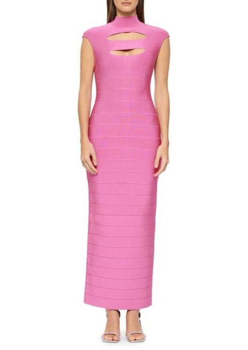 Herve Leger Cap Sleeve Bodycon Maxi Dress