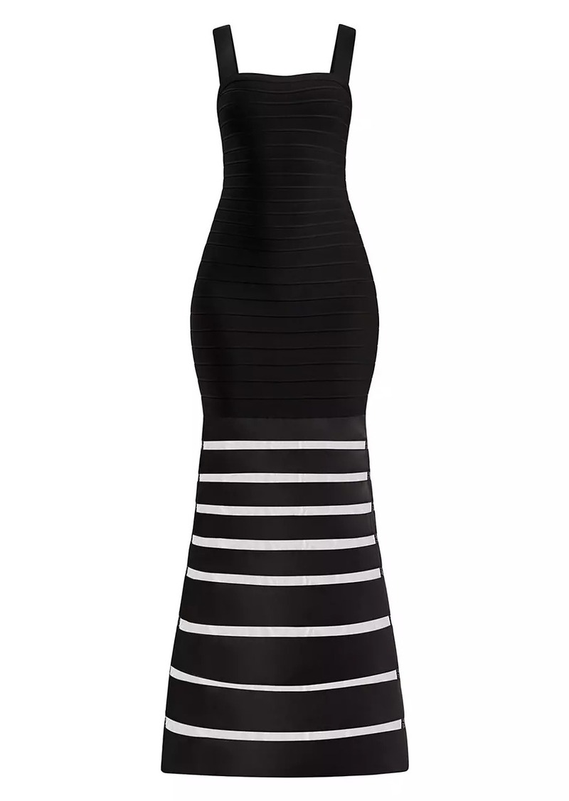 Herve Leger Claudia Bandage Trumpet Gown