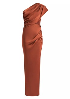 Herve Leger Draped One-Shoulder Combo Gown