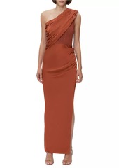 Herve Leger Draped One-Shoulder Combo Gown